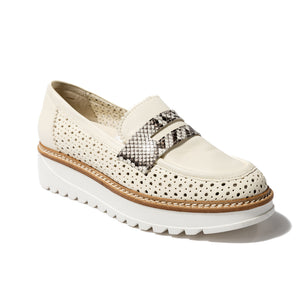 Rex x INVERSA Marcie Loafer in Panna Leather with INVERSA™ Python Penny