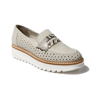 Rex x INVERSA Marcie Loafer in Perla Leather with INVERSA™ Python Penny